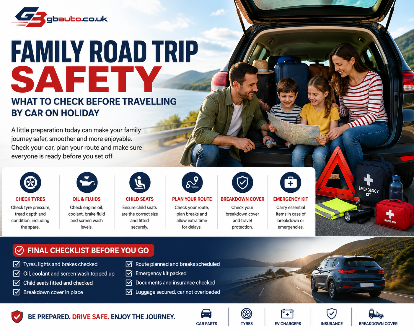 Family Road Trip Safety: What to Check Before Travelling by Car on Holiday